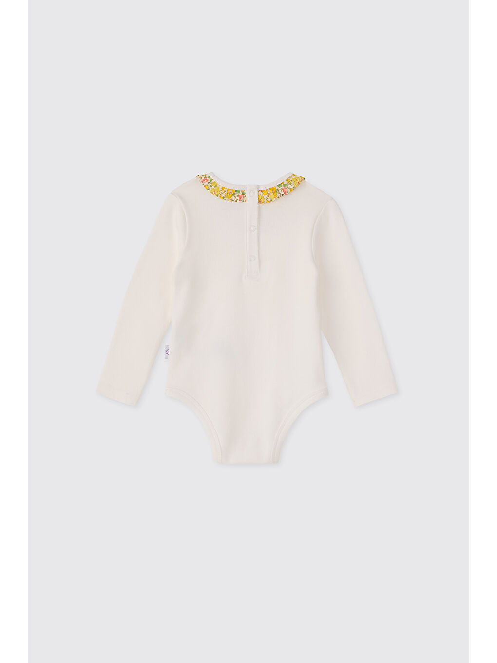 Ekru Liberty Kumaş Yenidoğan Çıtçıtlı Body-1