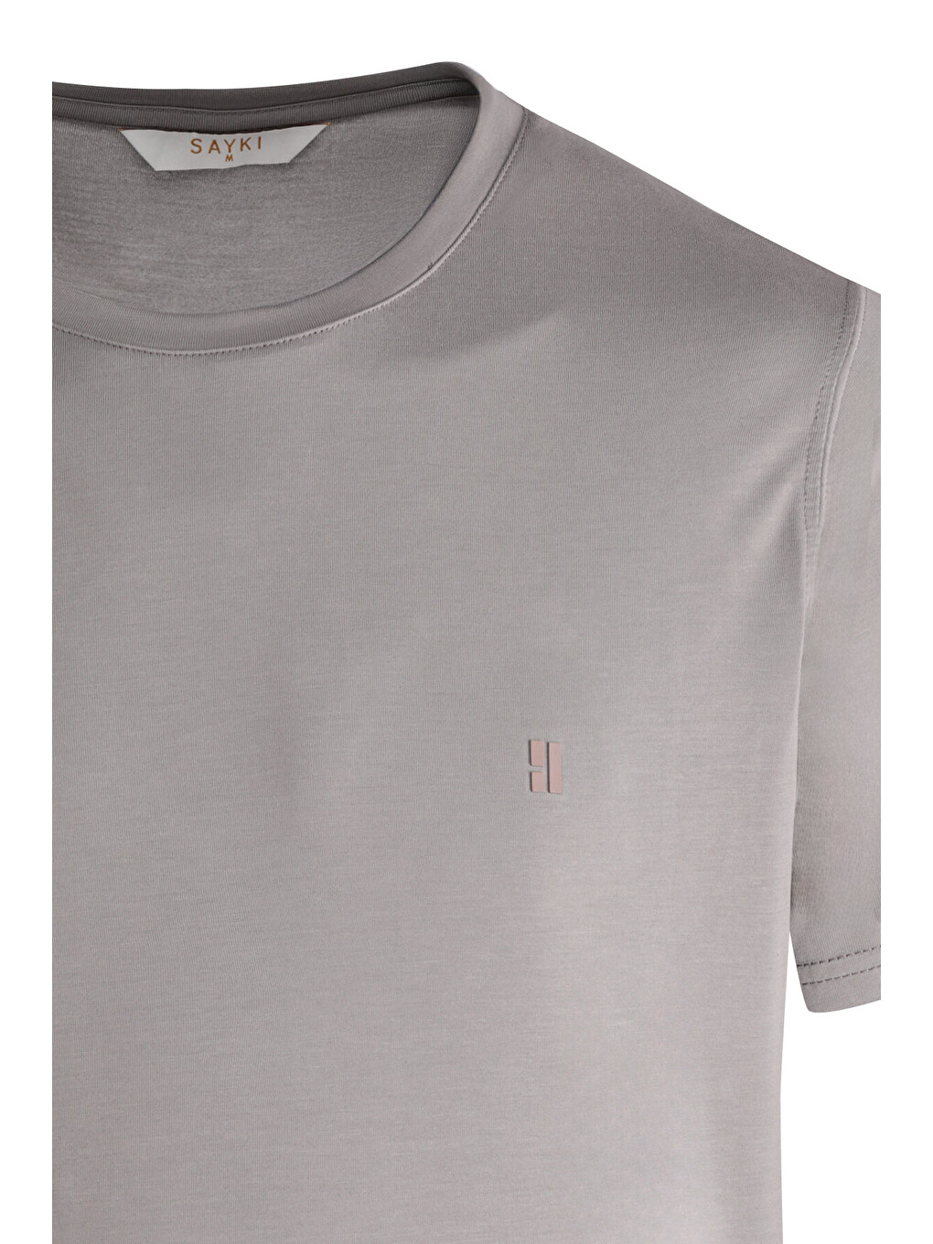 Gri Regular Fit Bisiklet Yaka Tişört-1
