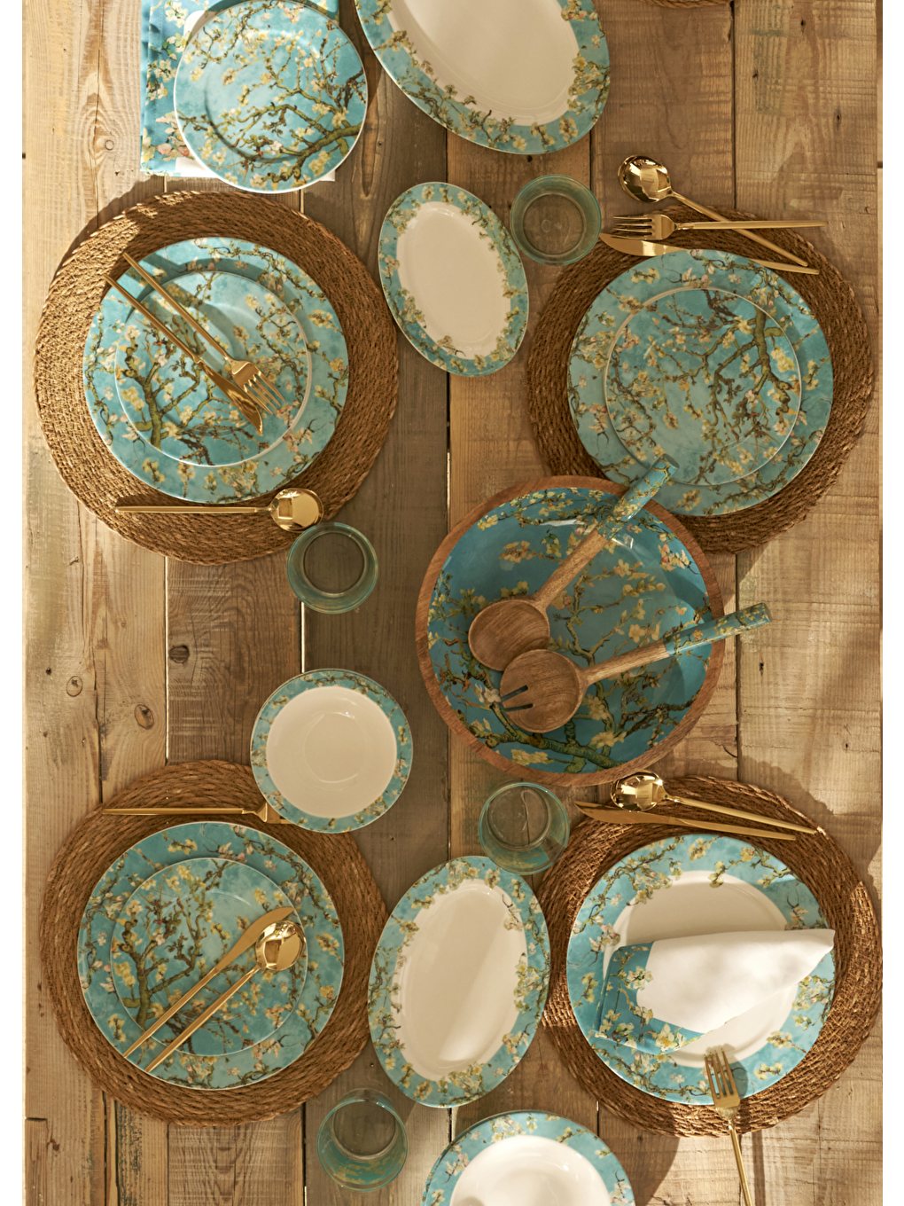 Van Gogh Almond Blossom Mango Sunum Kasesi Turkuaz (30x8 Cm)-7