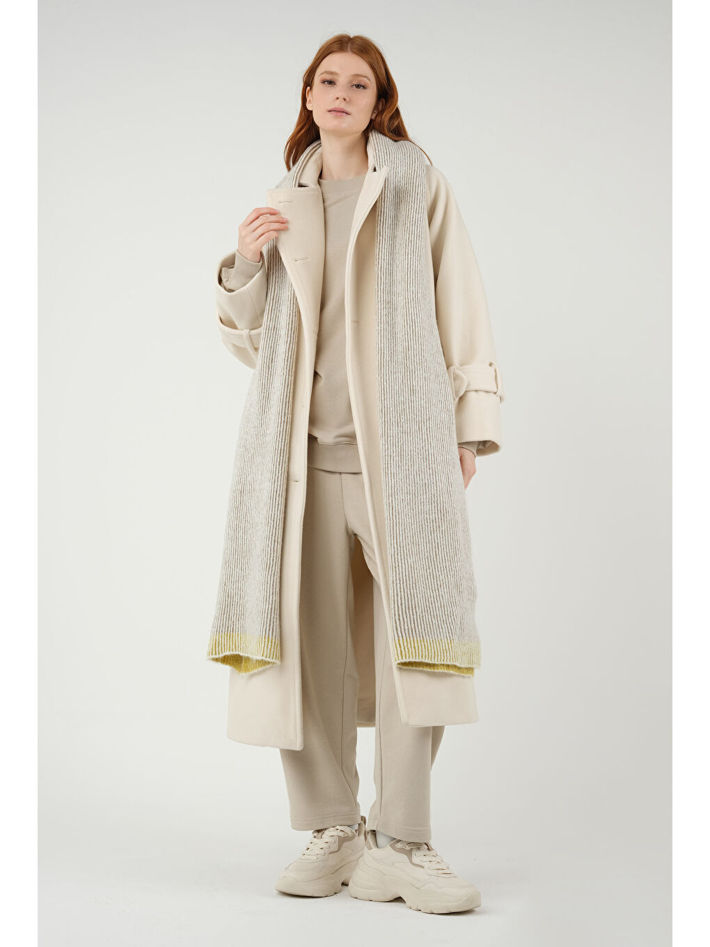 Uzun Kruvaze Kaban Ekru-1