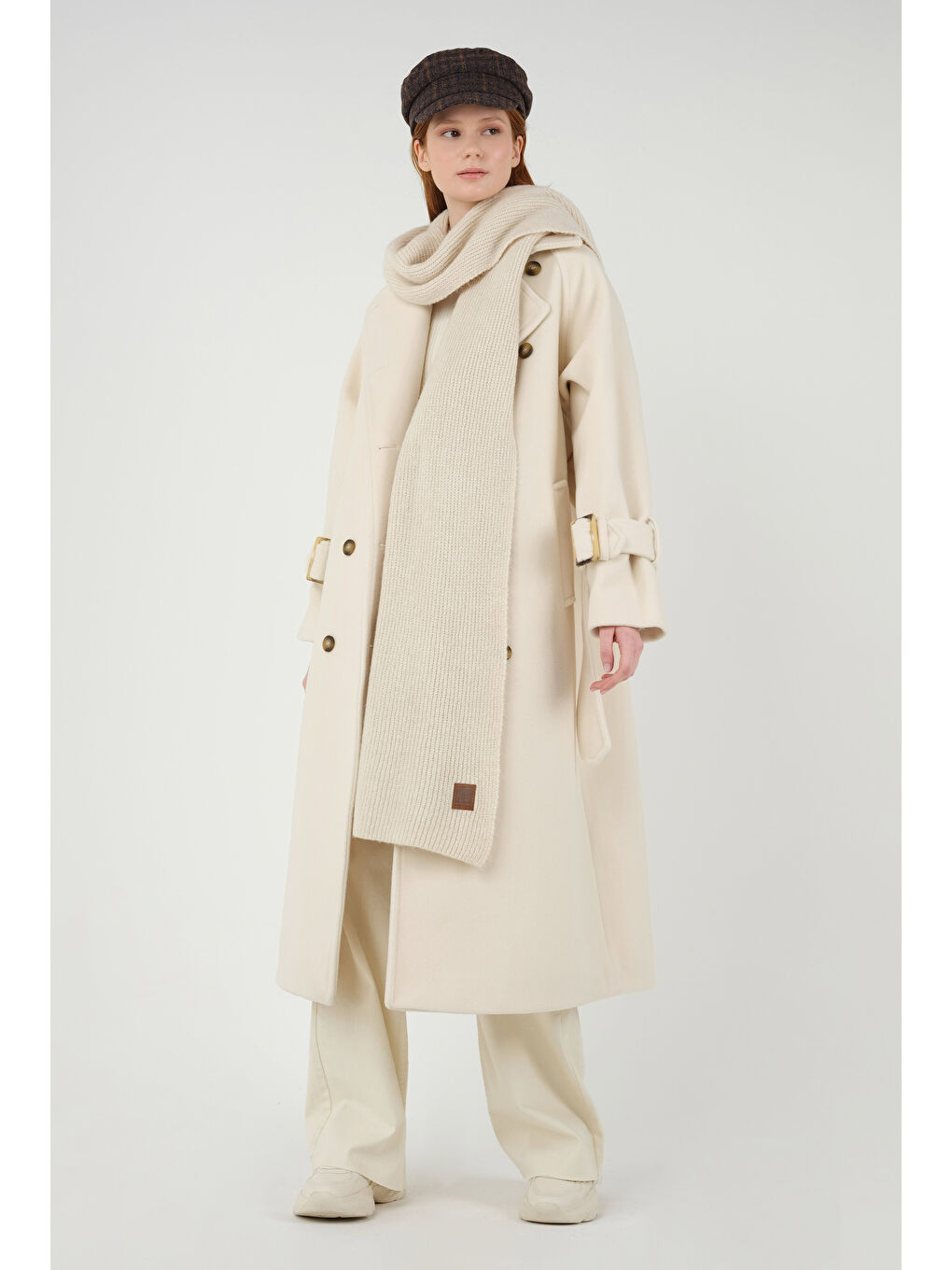 Uzun Kruvaze Kaban Ekru-2