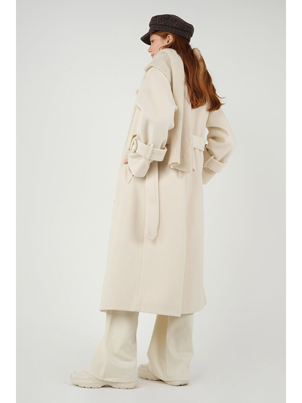 Uzun Kruvaze Kaban Ekru-3