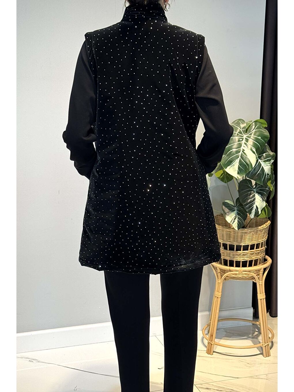 Taş Detay Kapitone Yelekli 3'lü Takım 25143 Siyah-3