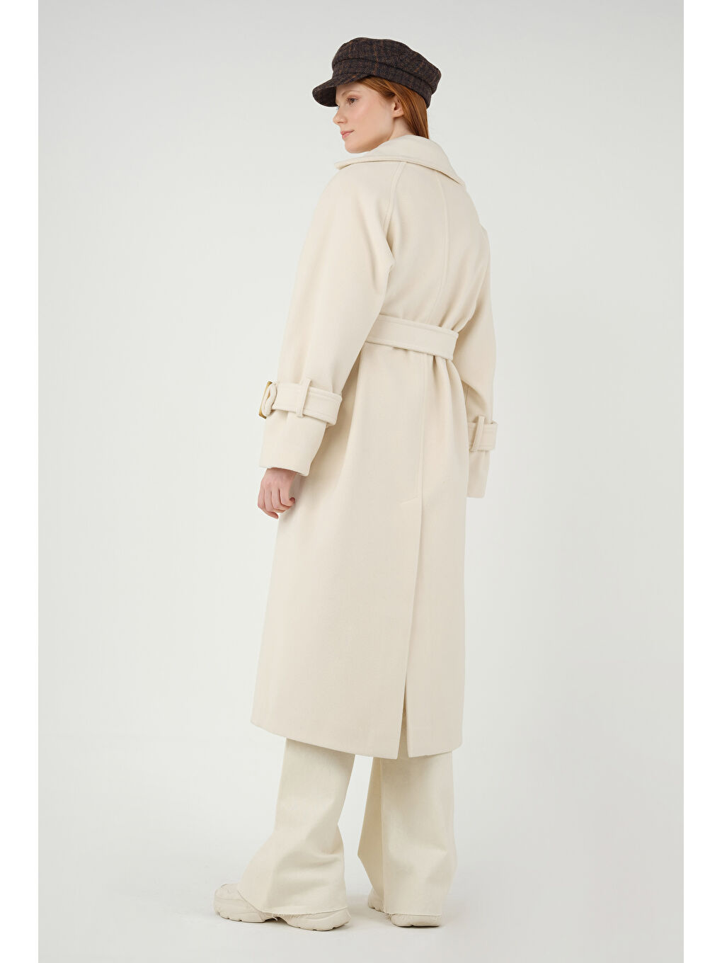 Uzun Kruvaze Kaban Ekru-4