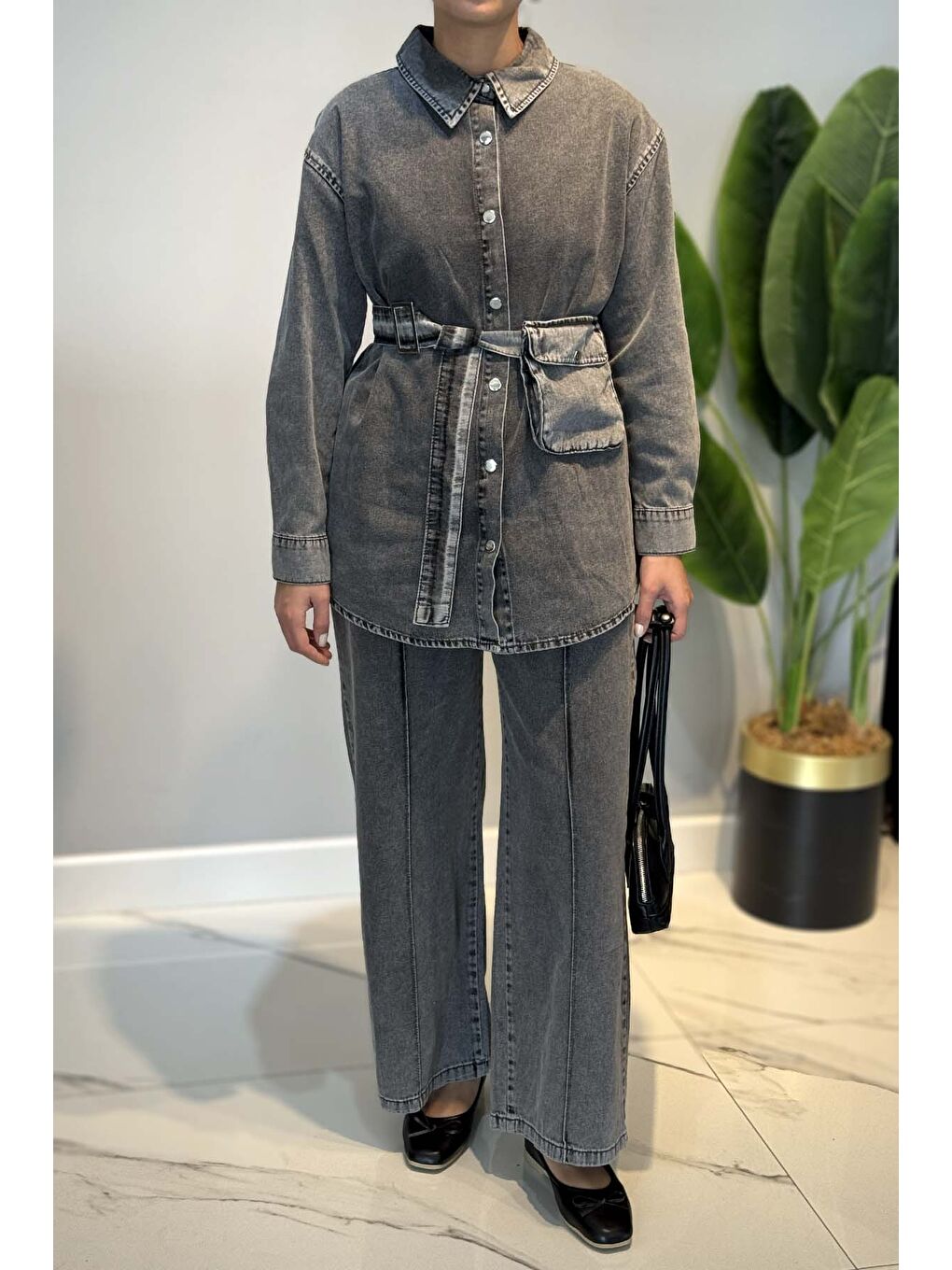 Pamuklu Denim Takım 7430 Antrasit-3