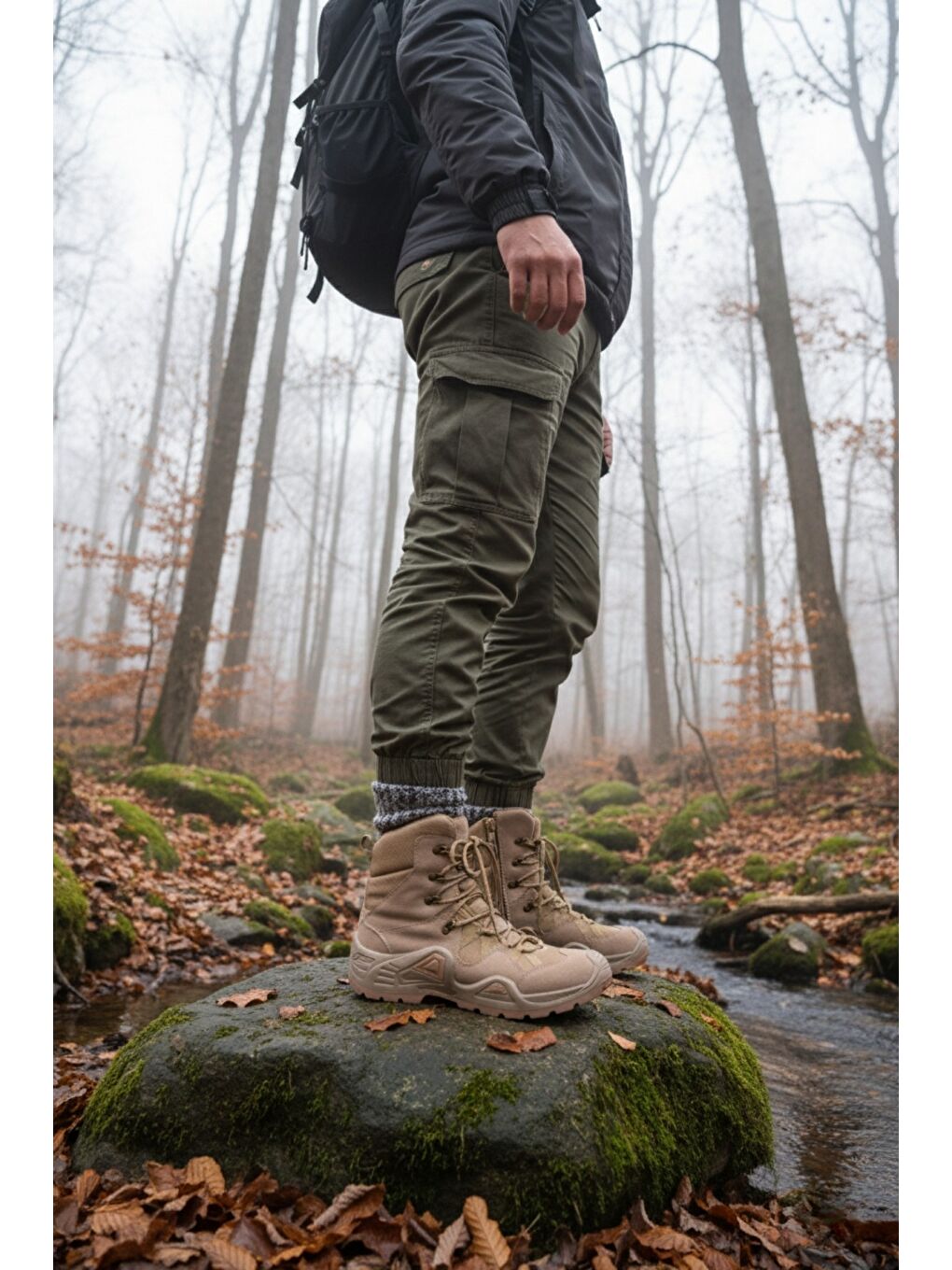 Bej RANGER Tactical Askeri Fermuarlı ve Bağcıklı Postal Çöl Botu-1