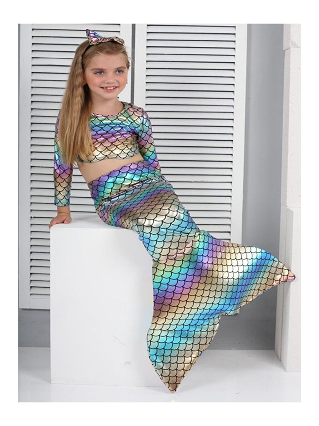 Pembe Uzun Kollu Deniz Kızı Mayo Ve Kostüm-1