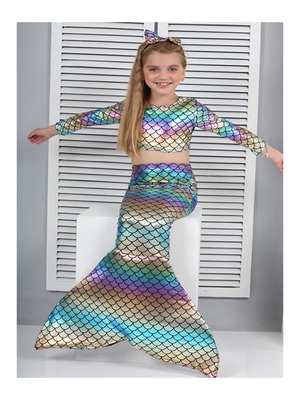 Pembe Uzun Kollu Deniz Kızı Mayo Ve Kostüm-2