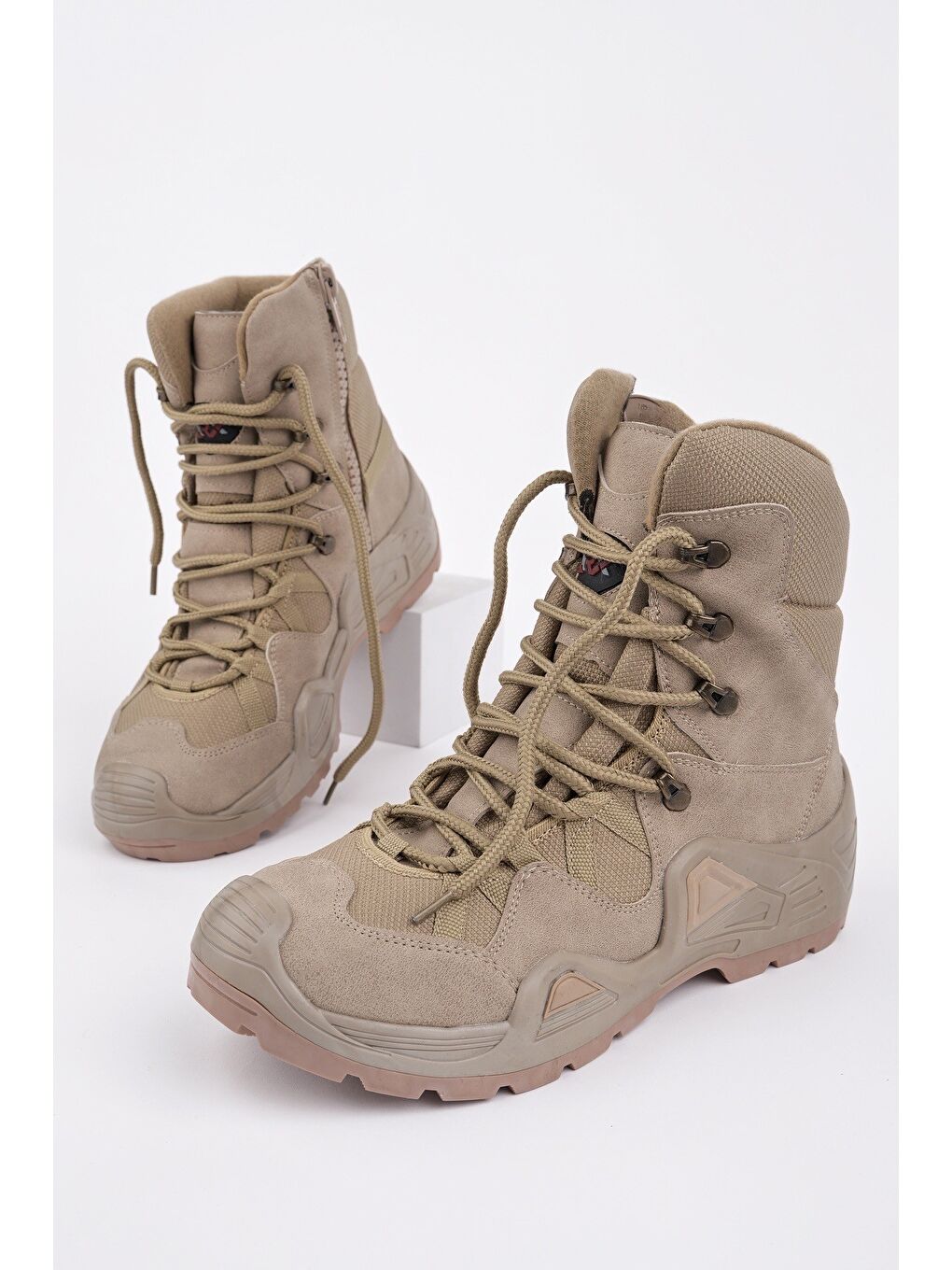 Bej RANGER Tactical Askeri Fermuarlı ve Bağcıklı Postal Çöl Botu-5