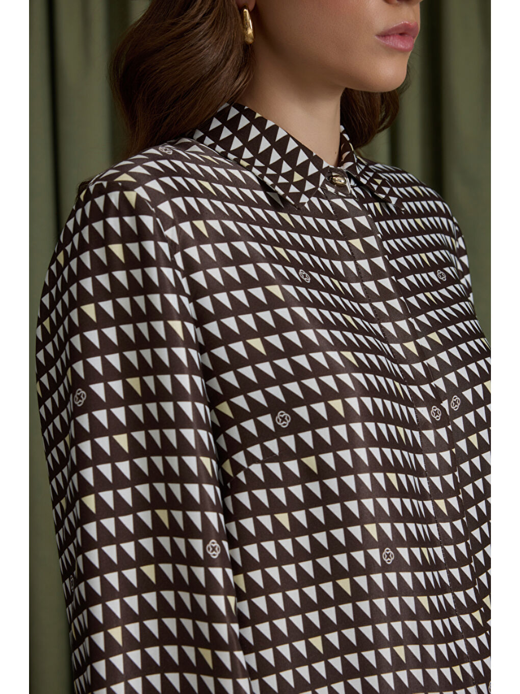 Kahverengi Koza Desenli Viscon Tunik-3