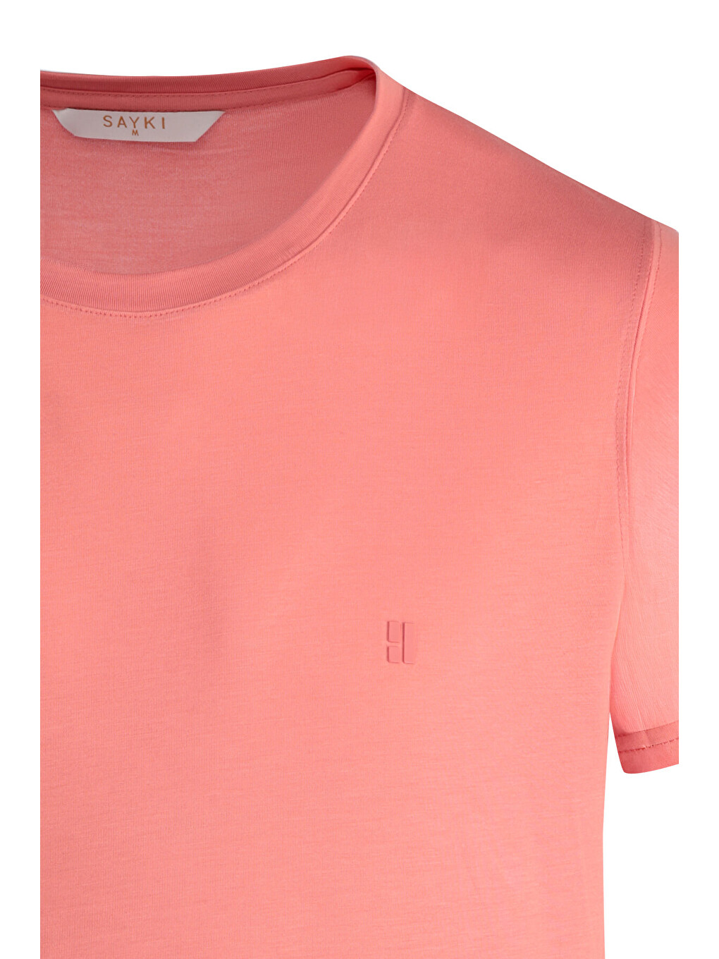 Pembe Regular Fit Bisiklet Yaka Tişört-1