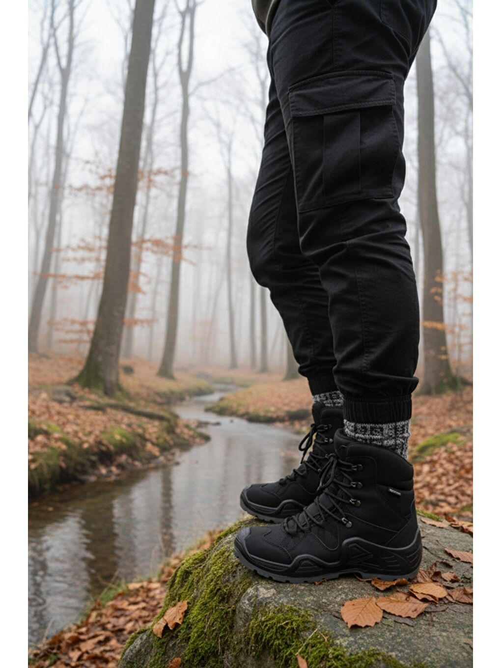 Siyah RANGER Tactical Askeri Fermuarlı ve Bağcıklı Postal Çöl Botu-1