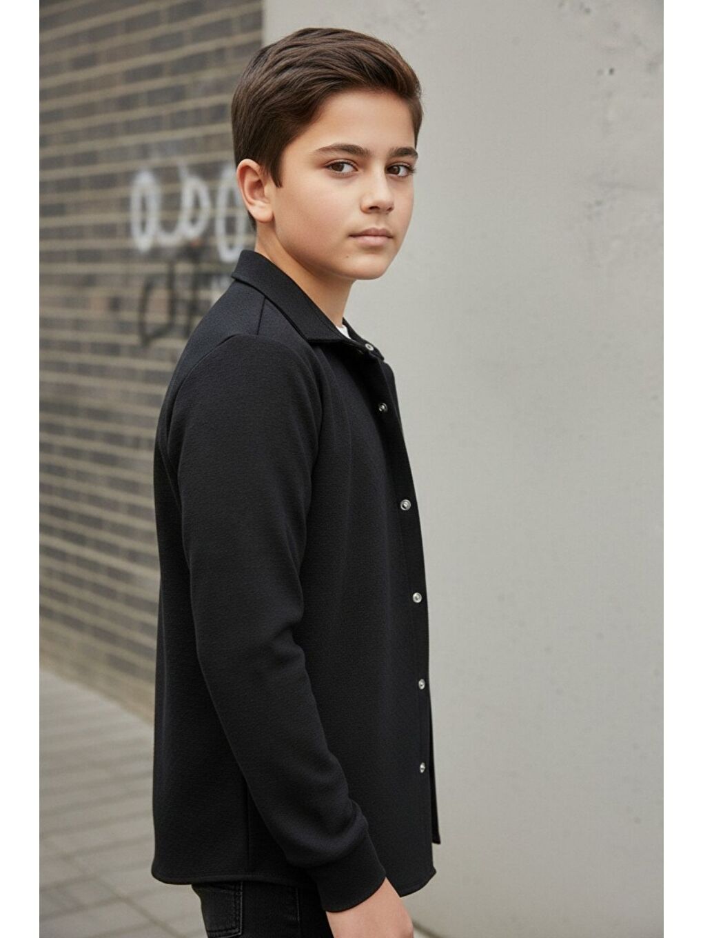 Siyah Gömlek Tişört İkili Üst Takım-1