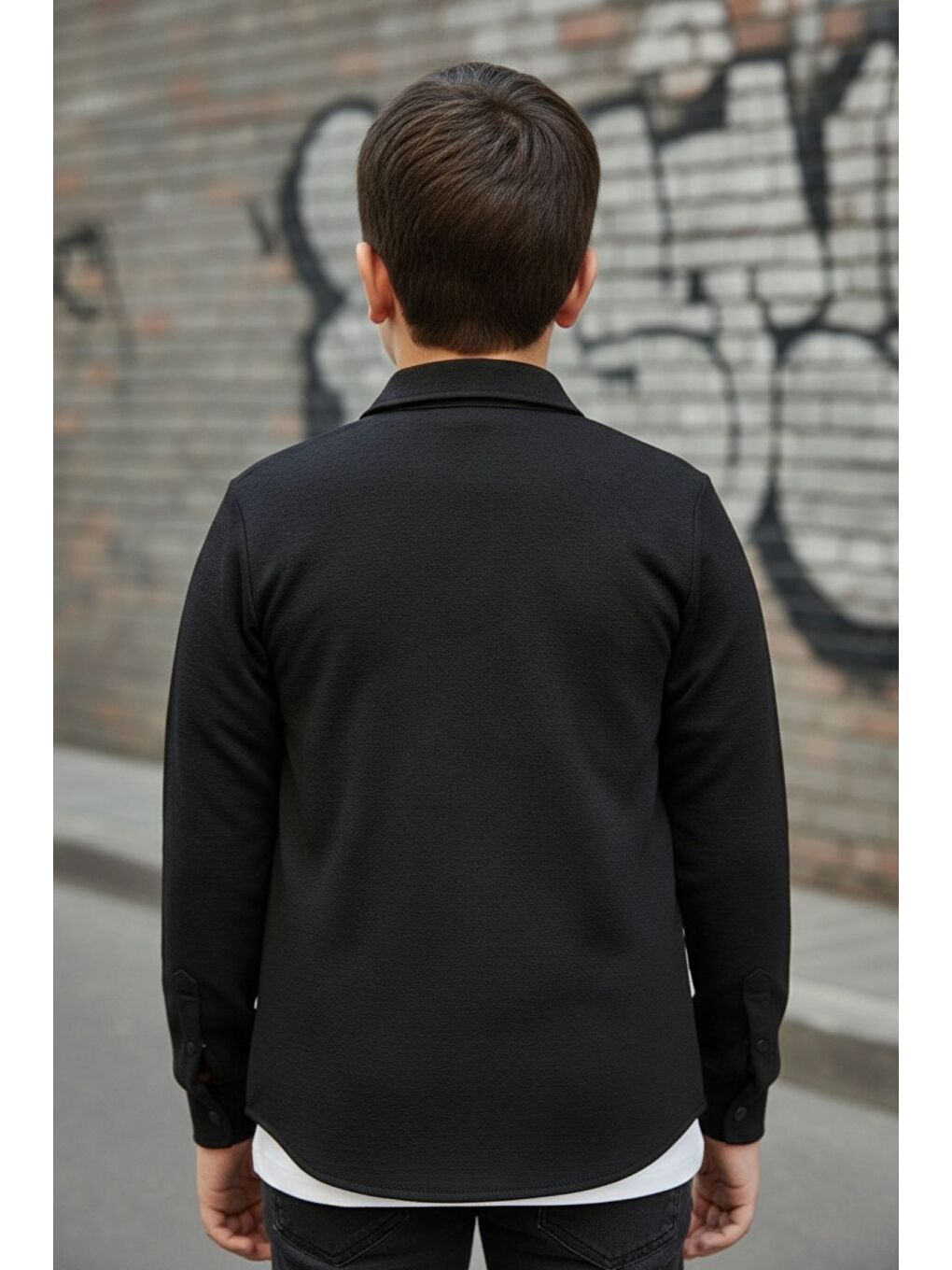 Siyah Gömlek Tişört İkili Üst Takım-2