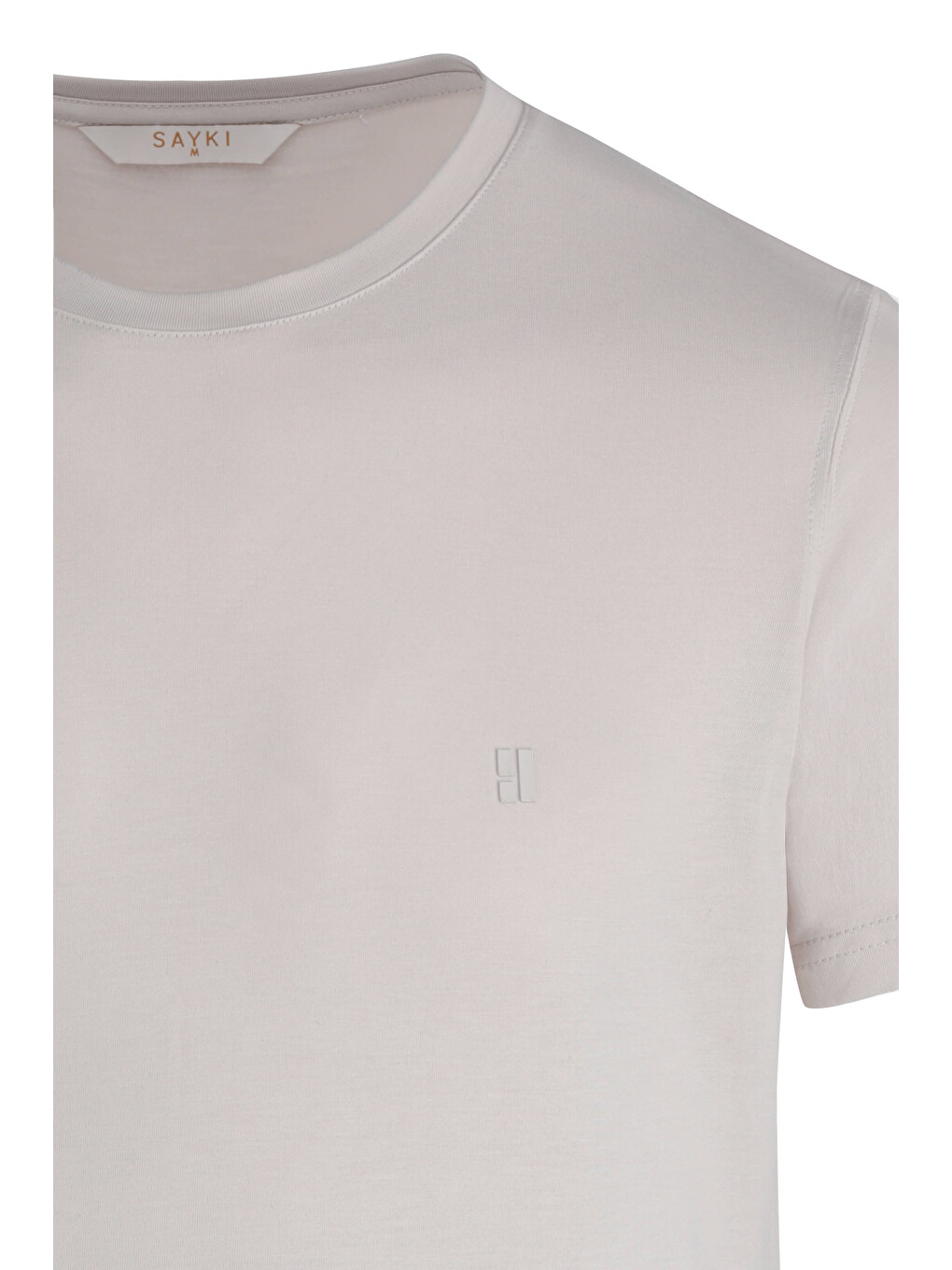 Ekru Regular Fit Bisiklet Yaka Tişört-1