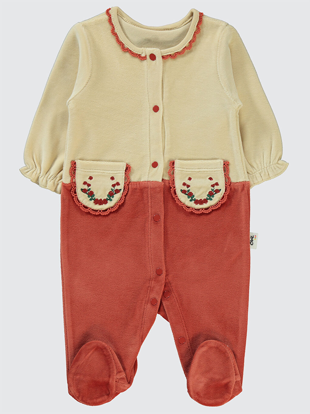 Kahverengi Baby Kız Bebek Patikli Tulum 1-6 Ay Sütlükahve