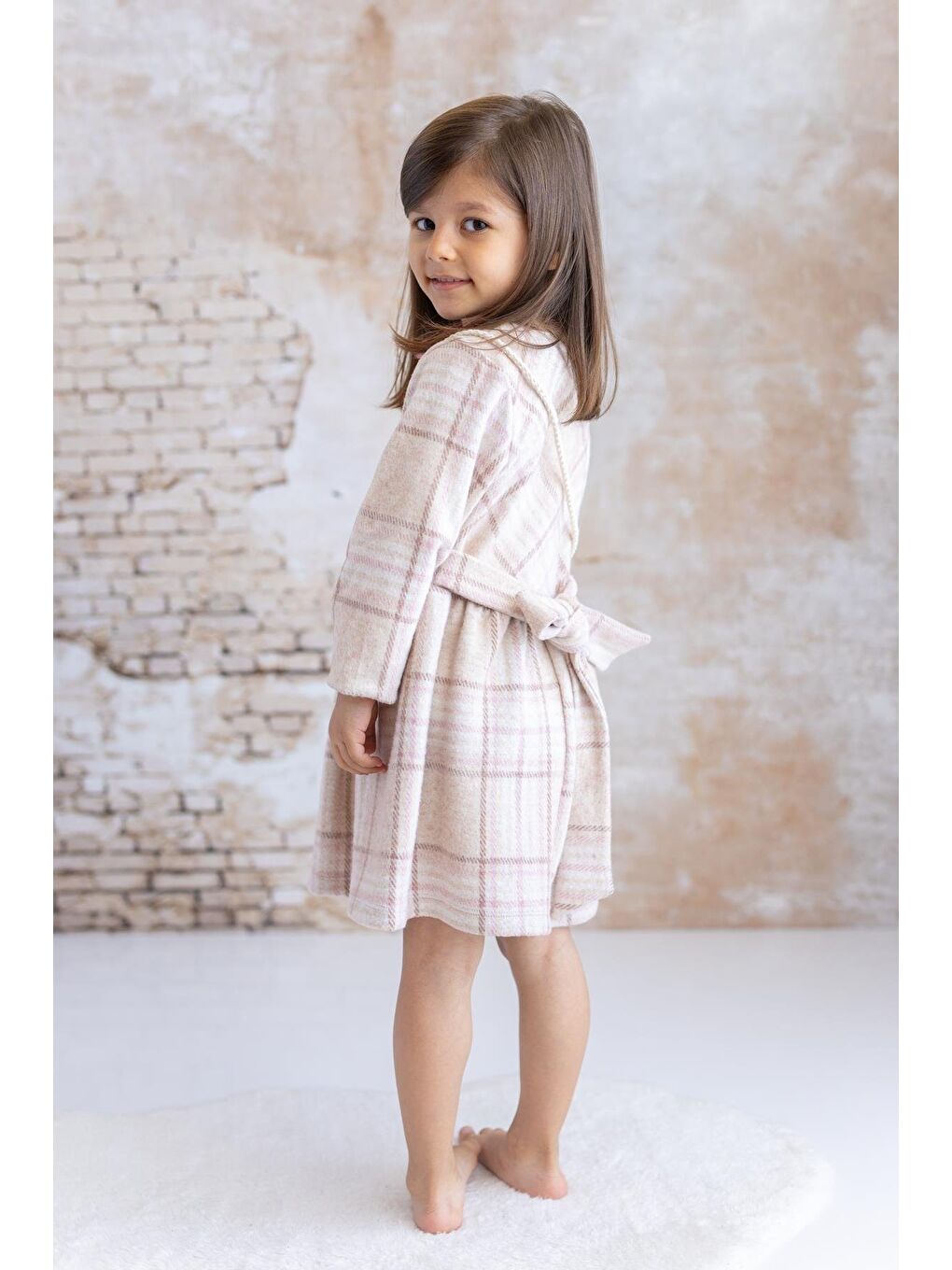 Karışık Kız Bebek Çanta Aksesuarlı Jakar Elbise - Ekose-1