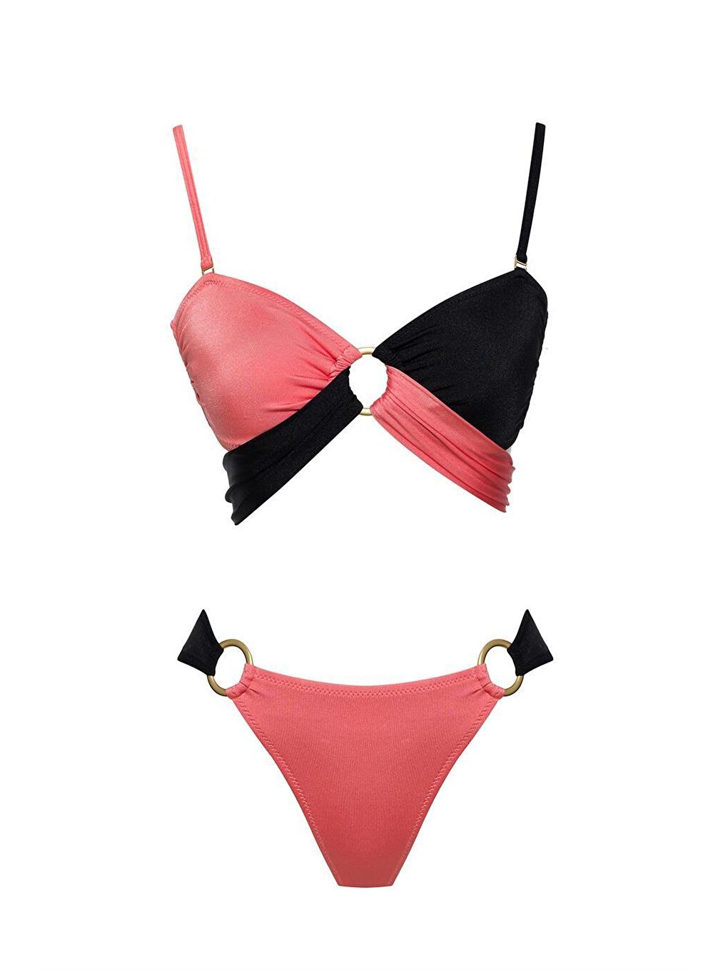 SAILOR moda Siyah Çift Renk Straplez Bikini Takım