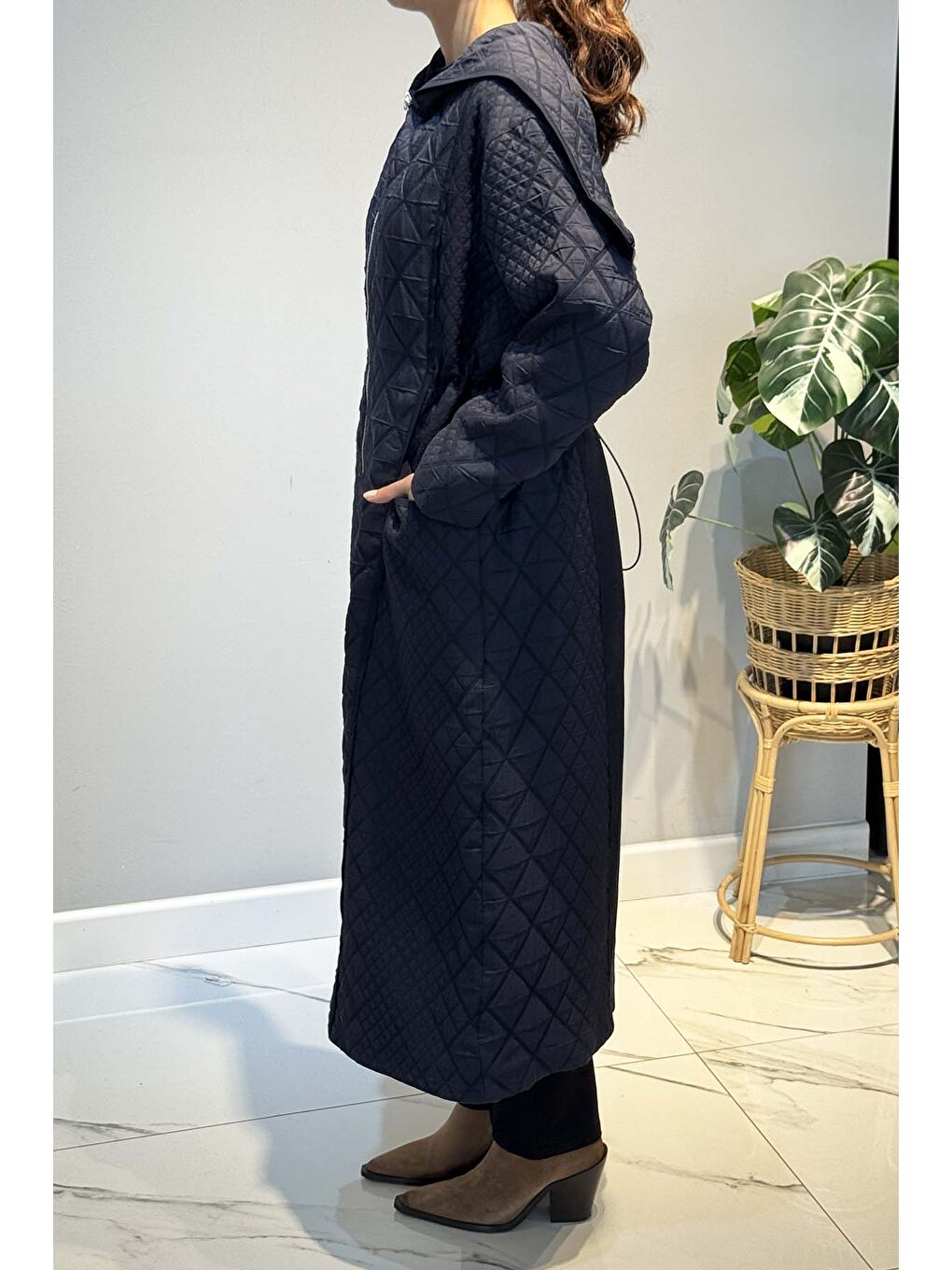 Kapüşonü Fermuar Detaylı Baklava Kapitön Kap Ceket 6838 Lacivert-2