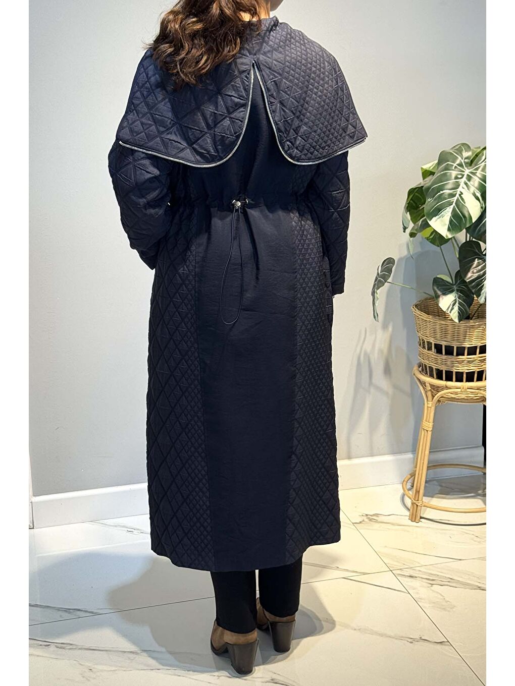 Kapüşonü Fermuar Detaylı Baklava Kapitön Kap Ceket 6838 Lacivert-3