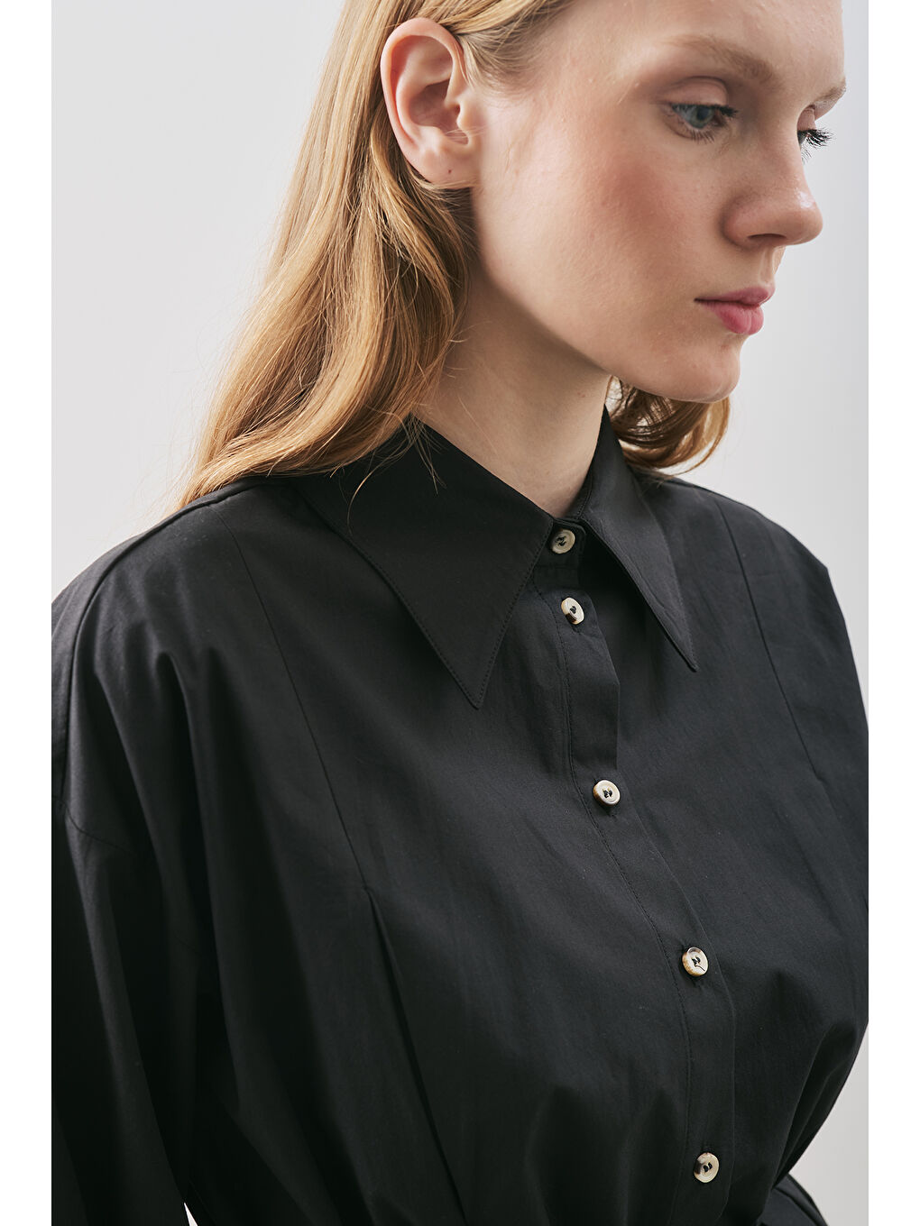 Parçalı Tasarım Gömlek Siyah-1