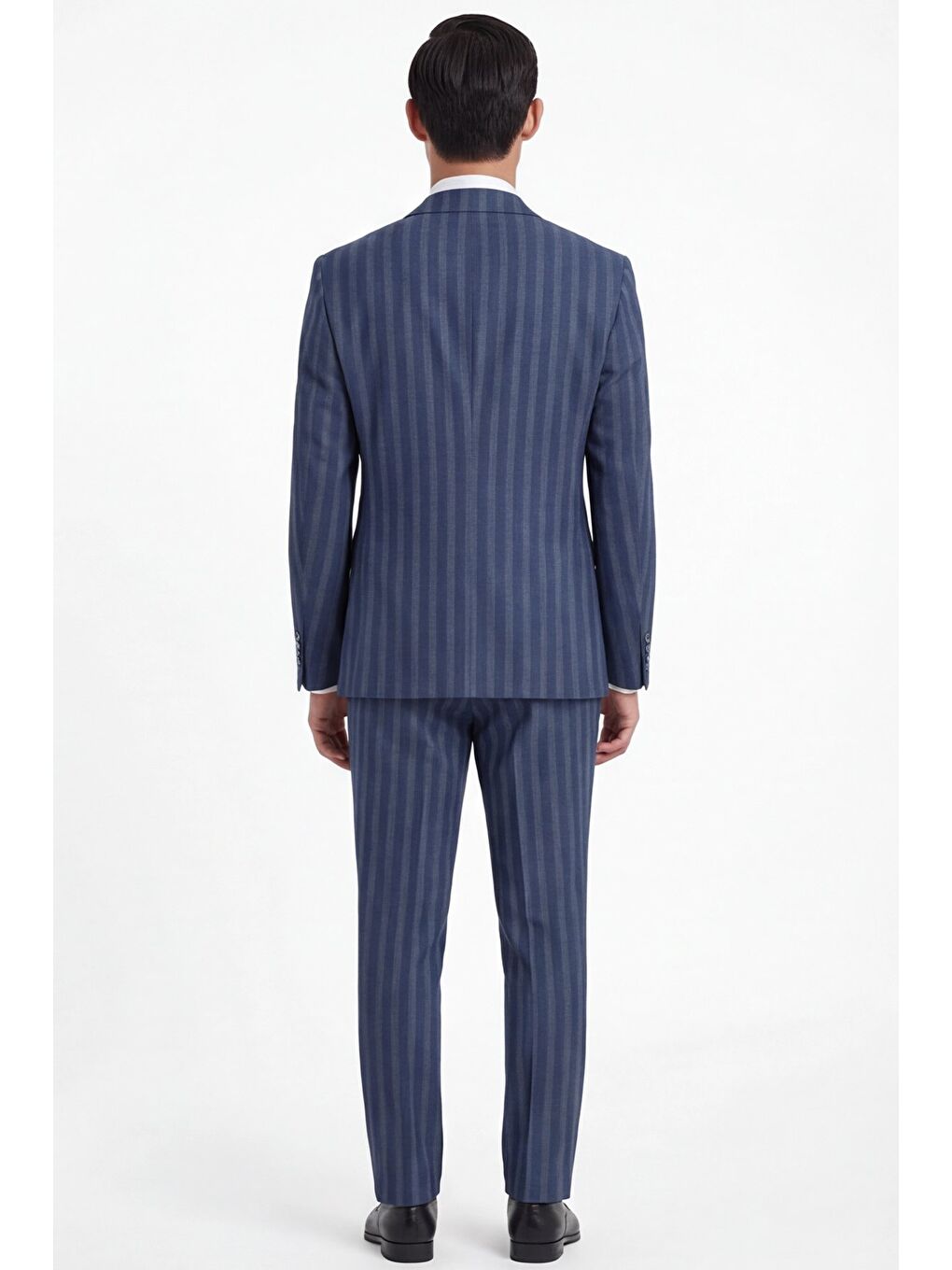 Erkek Viskon Karışımlı 8 Drop Klasik Lacivert Yelekli Takım Elbise-2