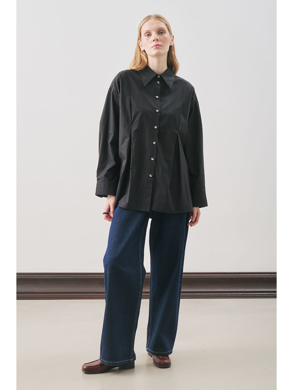 Parçalı Tasarım Gömlek Siyah-2