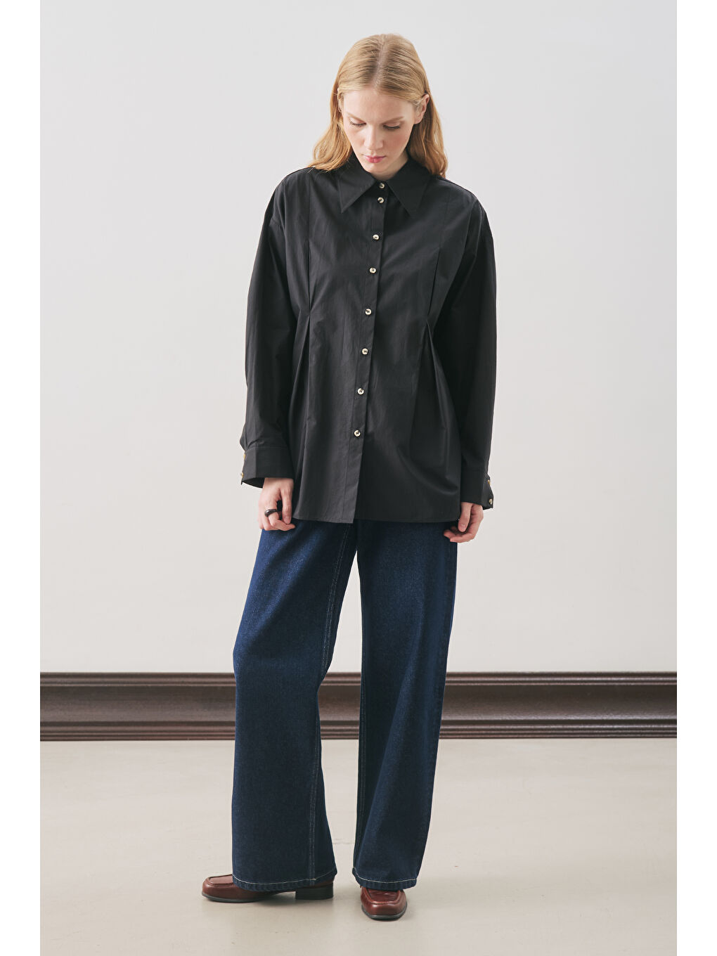 Parçalı Tasarım Gömlek Siyah-3