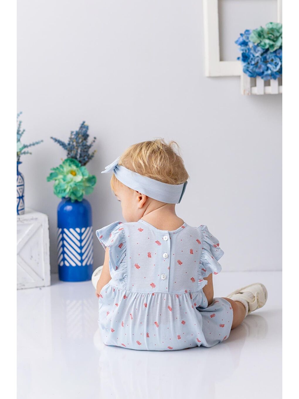 Karışık Kız Bebek Mercan Desenli Kısa Tulum - Desenli-1