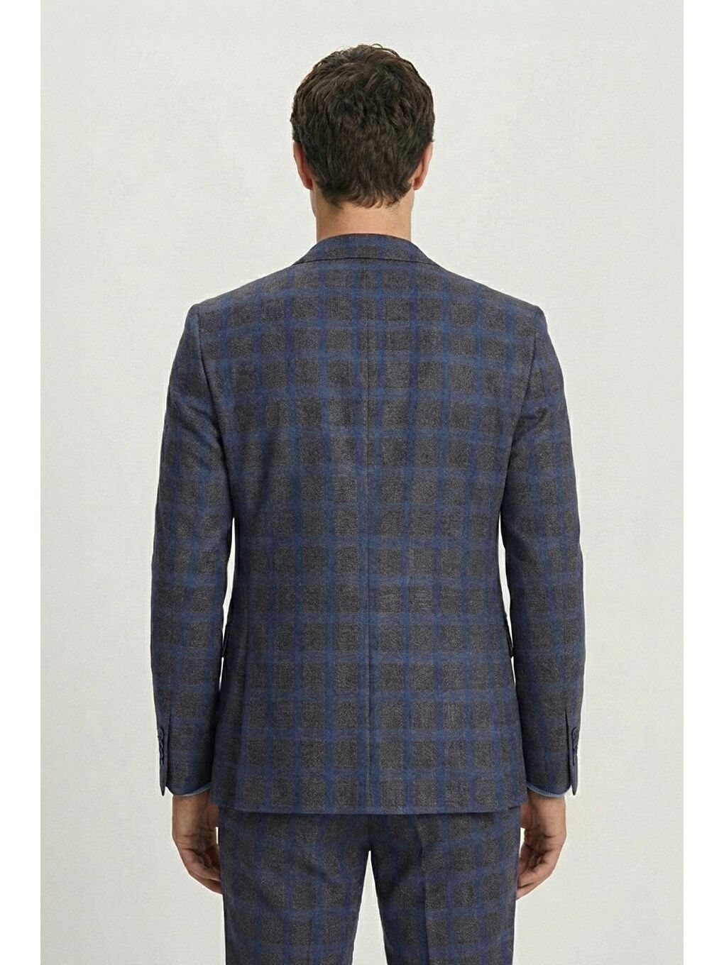 Giotelli Kahverengi Slim Fit Mono Yaka Ekose Desenli Yelekli Takım Elbise-1