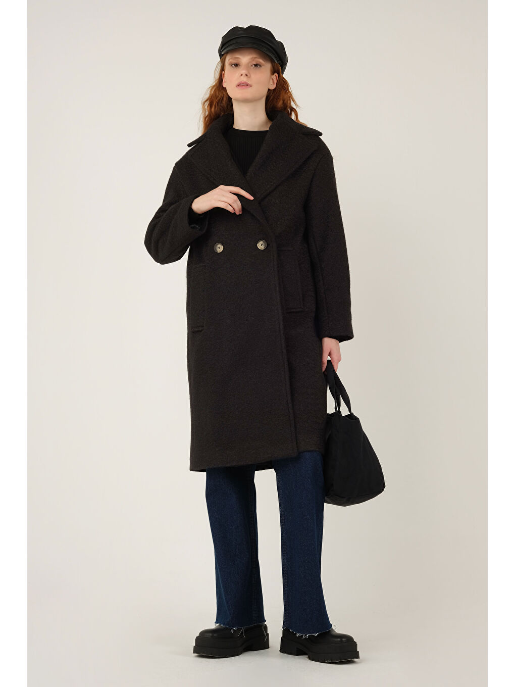 İki Düğmeli Kaban Siyah-3