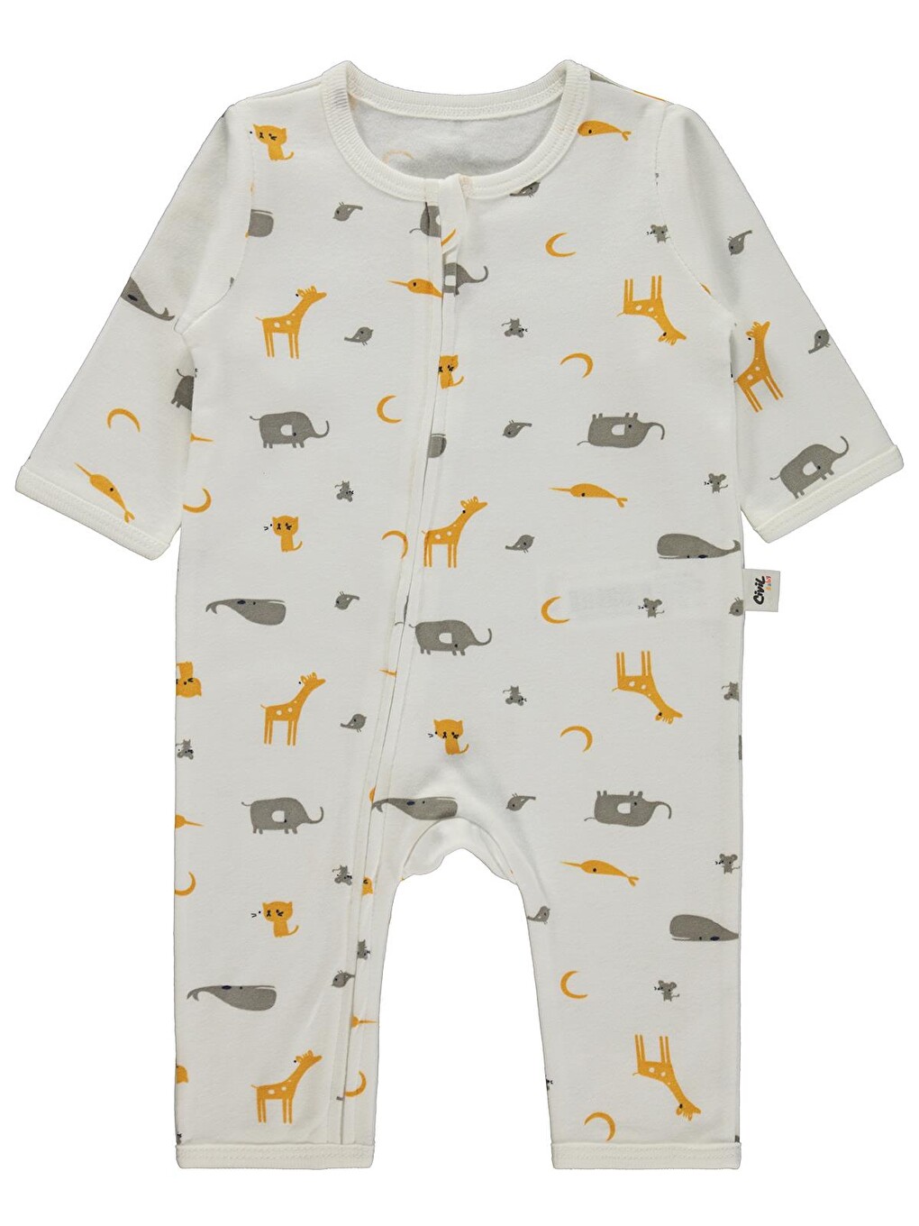 Baby Hayvan Baskılı 3-12 Ay Tulum - Ekru