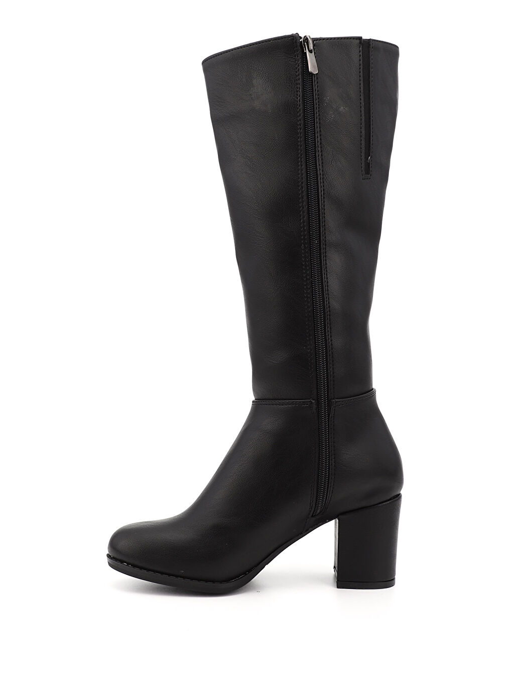 Mor Kadın ZÜMRÜT-SİYAH Yuvarlak Burun Fermuarlı Kalın Topuklu Çizme-2