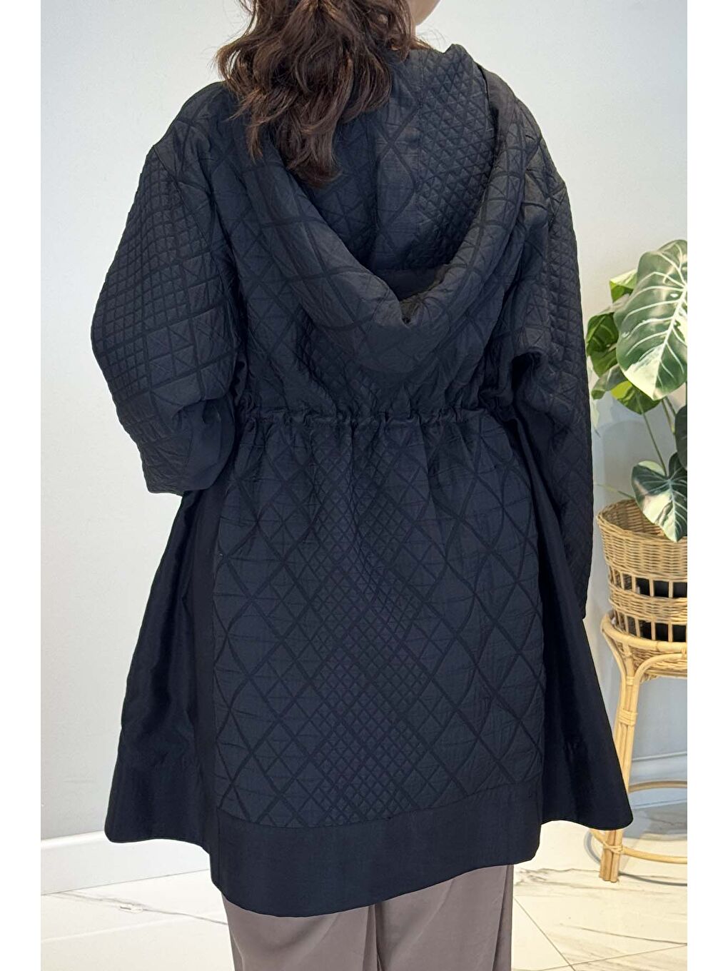 Önden Fermuarlı Yanlardan Cepli Baklava Kapitön Kısa Kap Ceket 6819 Siyah-2