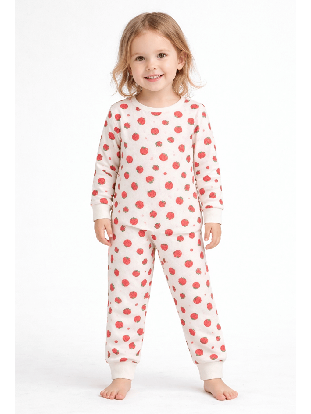 Lila Bisiklet Yaka Uzun Kollu Kız Bebek Pijama Takımı