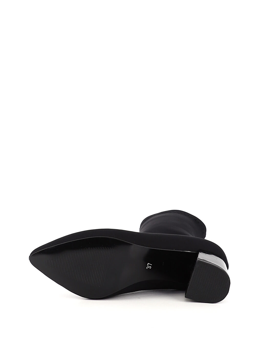 Siyah Kadın SİYAH Sivri Burun Kalın Topuklu Streç Bot-3