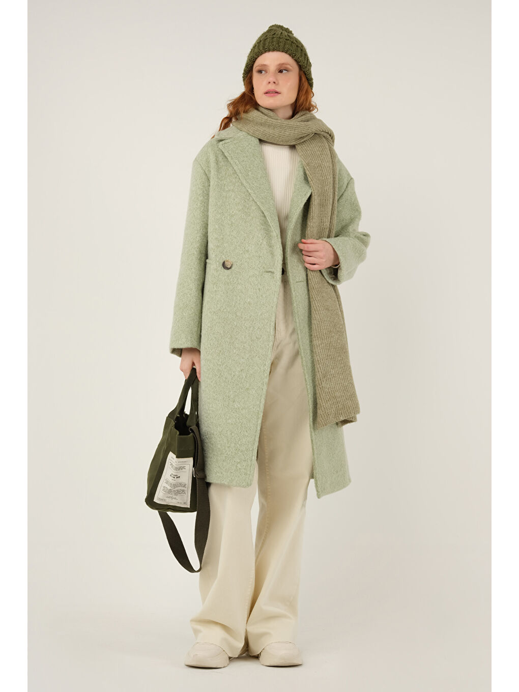 İki Düğmeli Kaban Yeşil