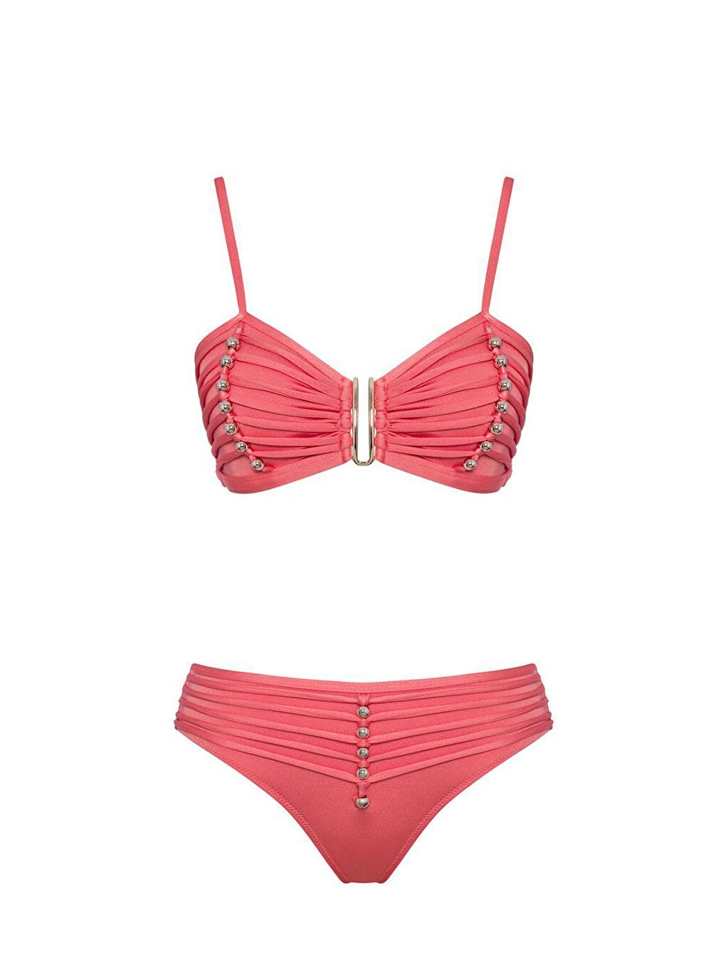 SAILOR moda Somon Boncuklu Straplez Bikini Takım