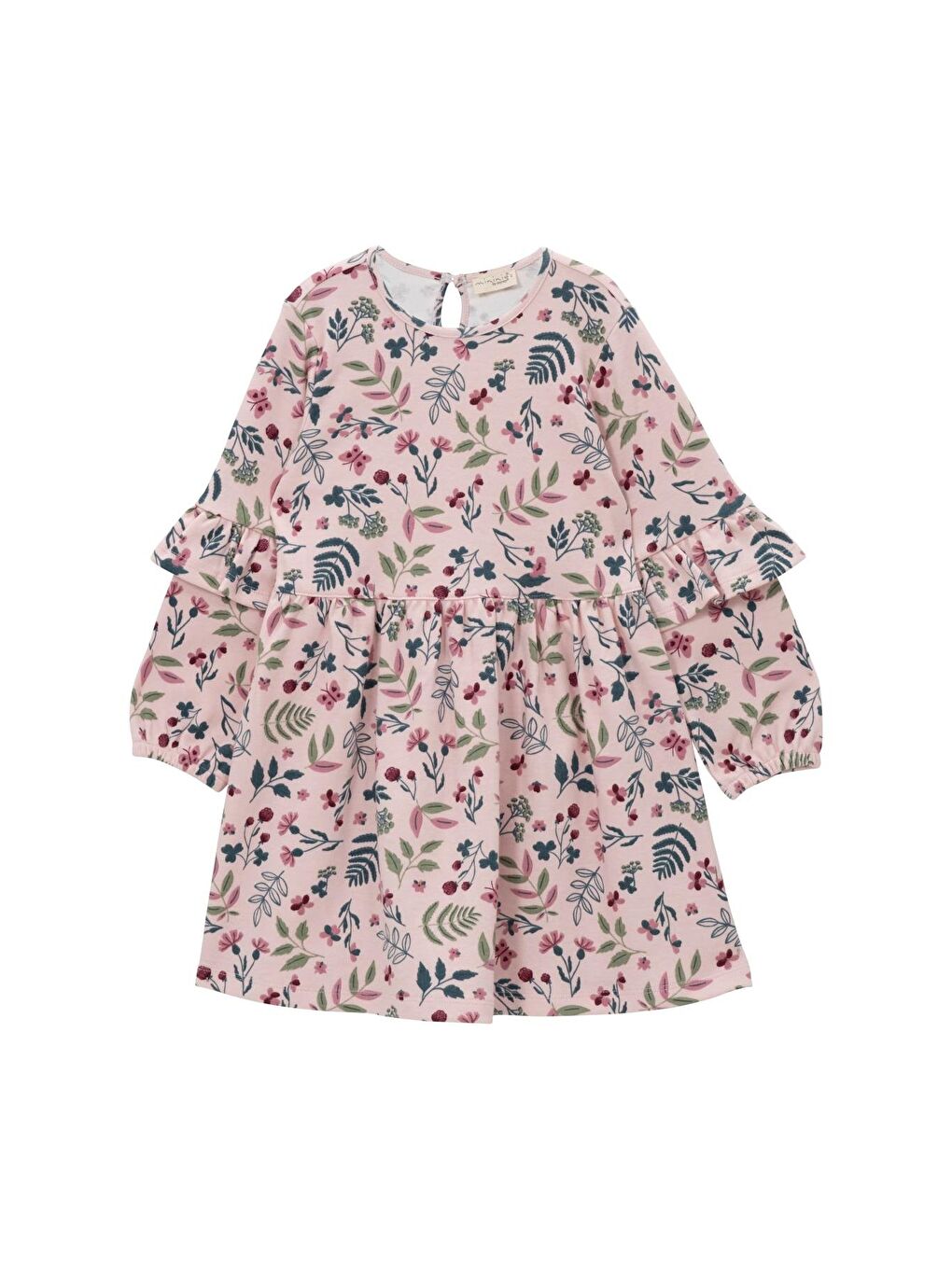 Kız Bebek Çiçek Desenli Elbise - Pembe Desenli