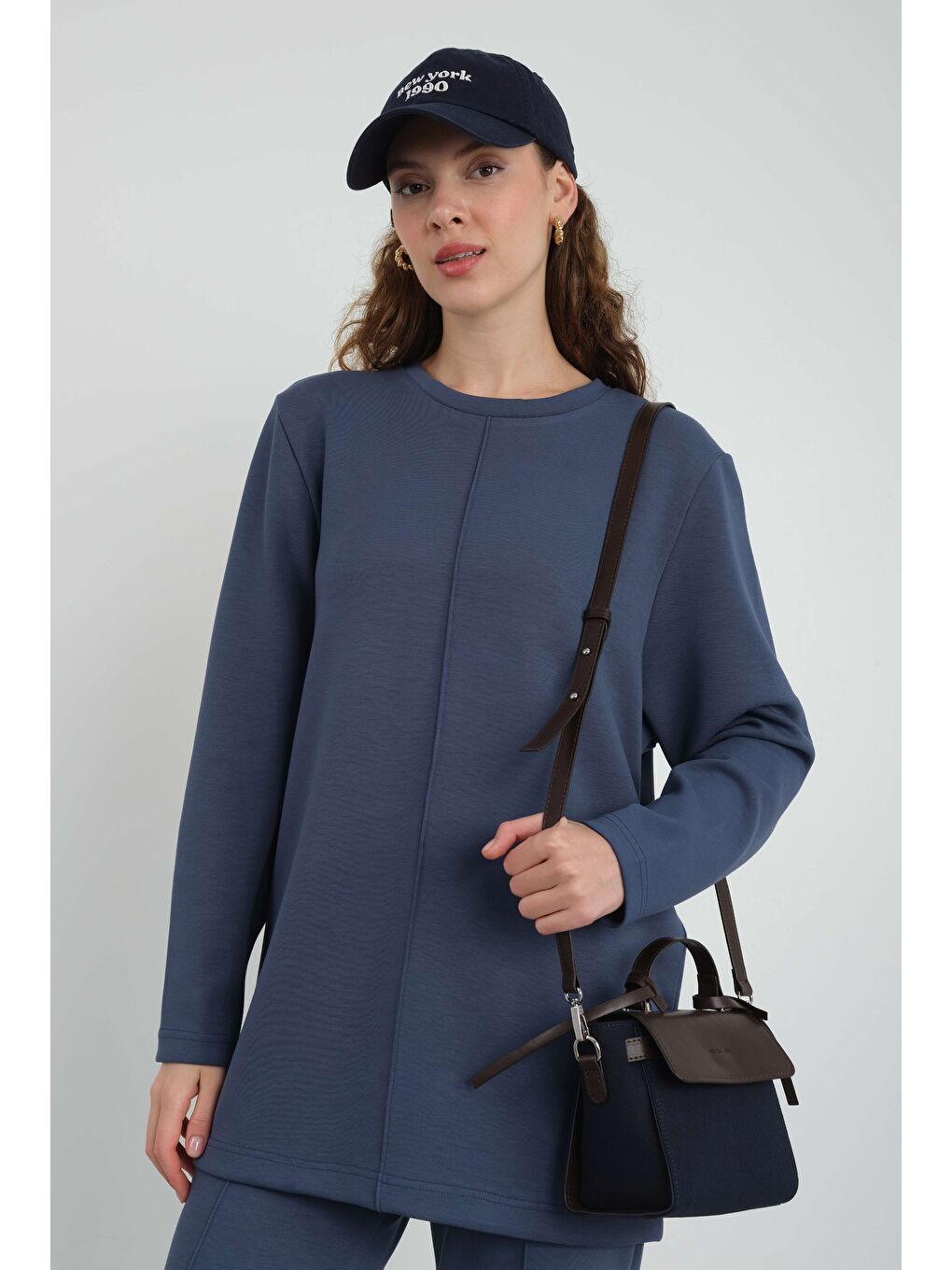 Nervürlü Modal Sweat Jean Mavi-2