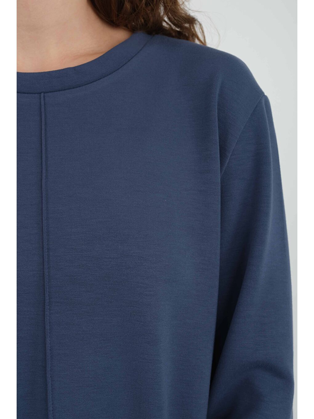 Nervürlü Modal Sweat Jean Mavi-3