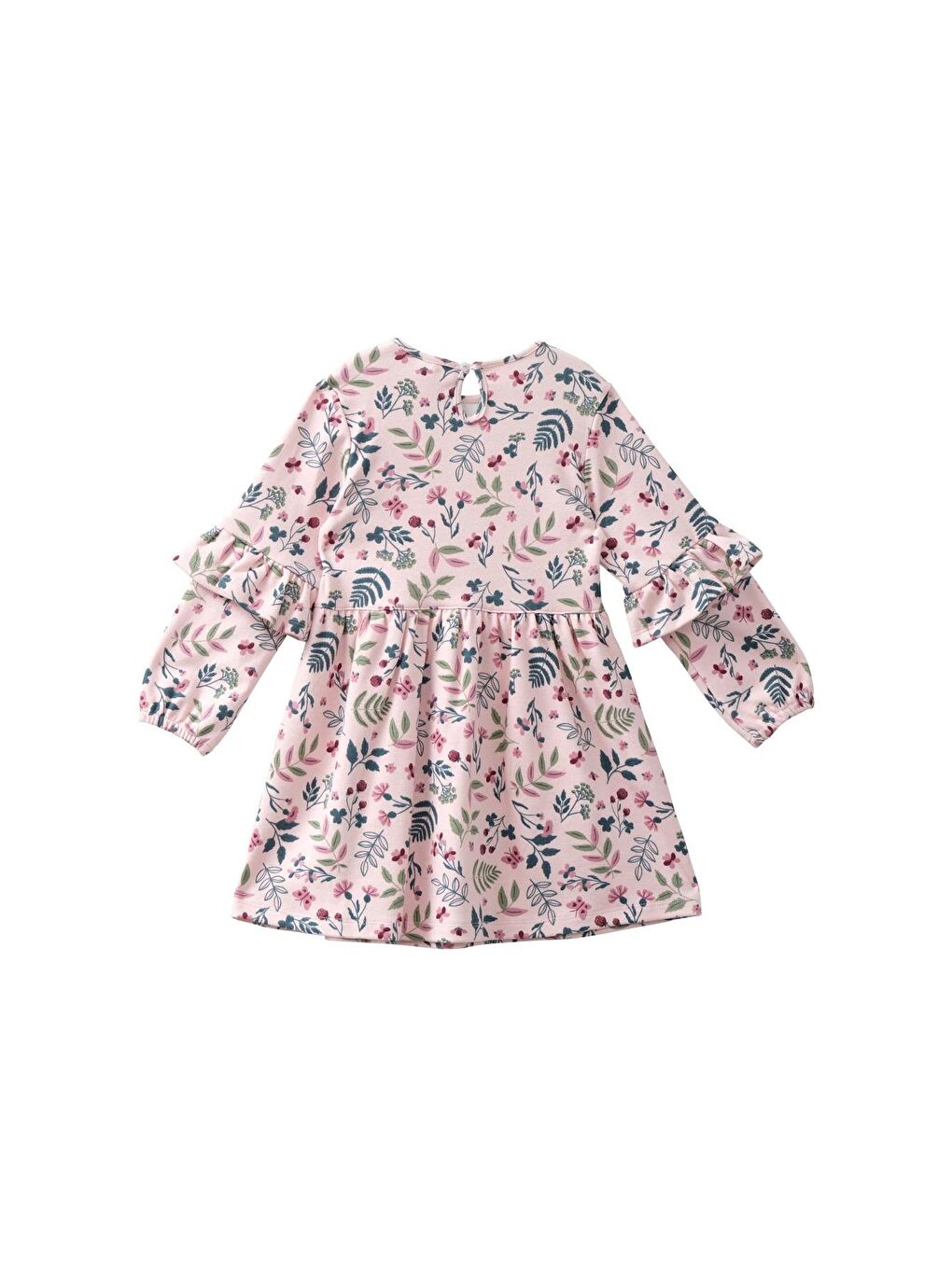 Kız Bebek Çiçek Desenli Elbise - Pembe Desenli-1