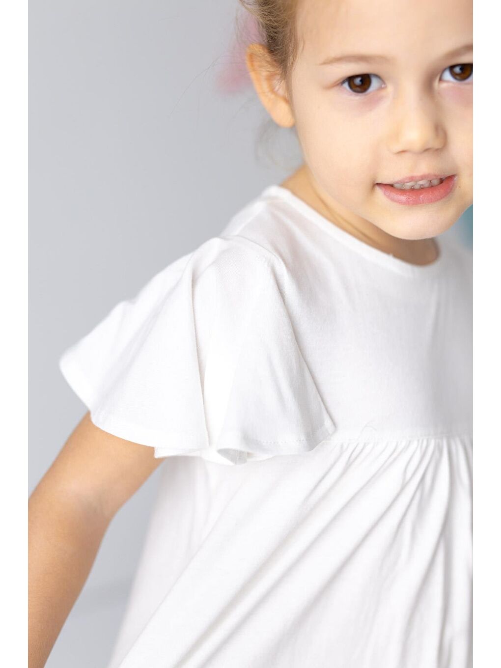 Beyaz Kız Bebek Etek Ucu Çiçek Desenli Elbise-2