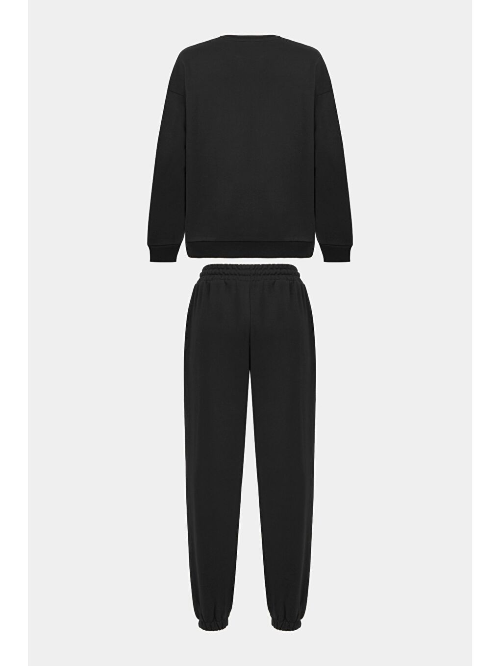 June Siyah Kadın %100 Pamuk Sweatshirt Eşofman Altı Takım - 1