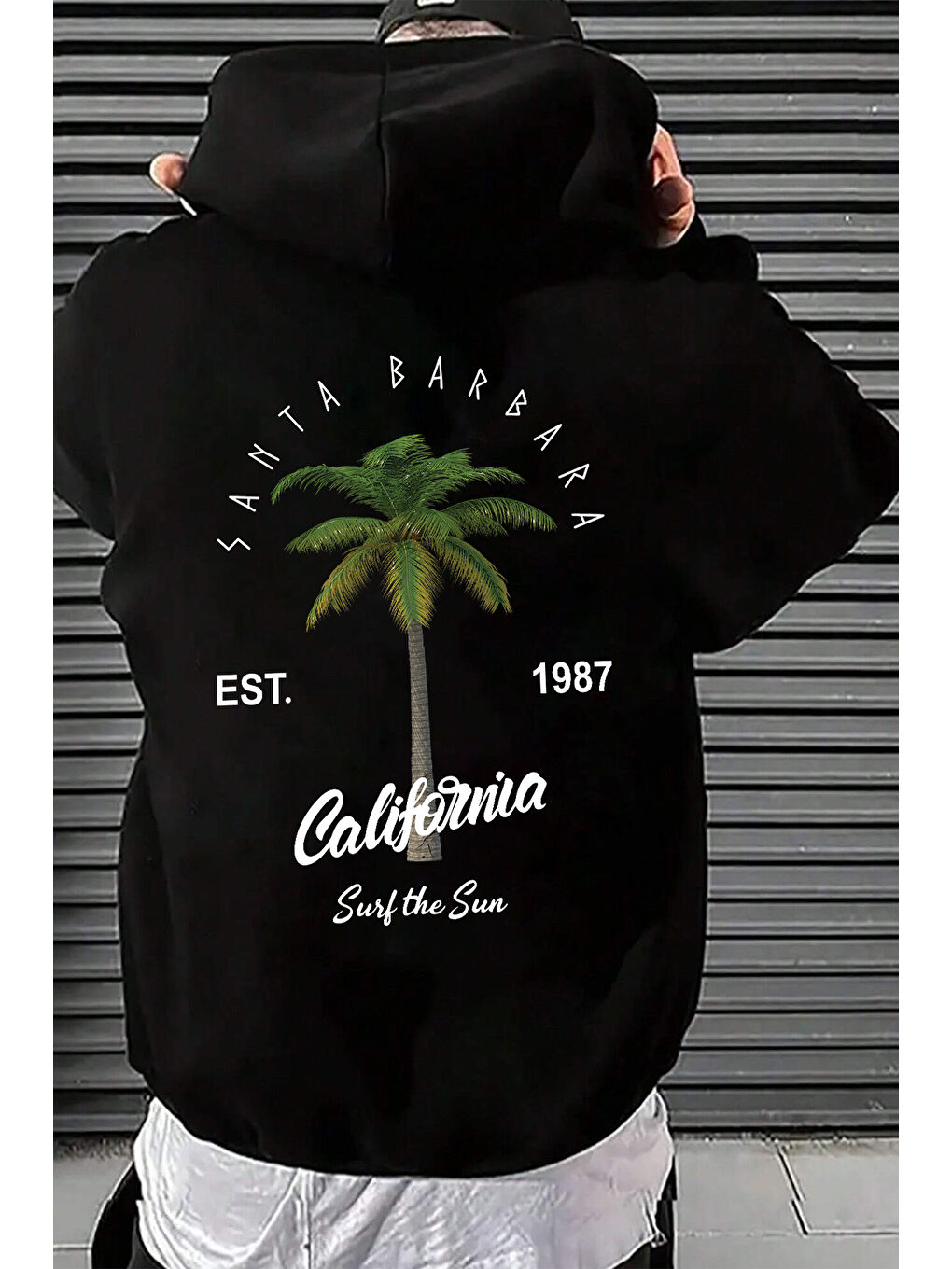 uyguntarz Siyah California Baskılı Oversize Sweatshirt