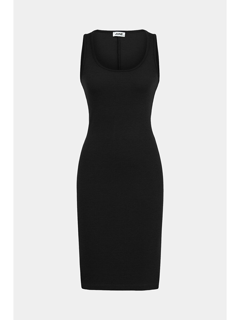 Siyah Kadın Vücuda Oturan Askılı Kare Yaka Mini Elbise-1