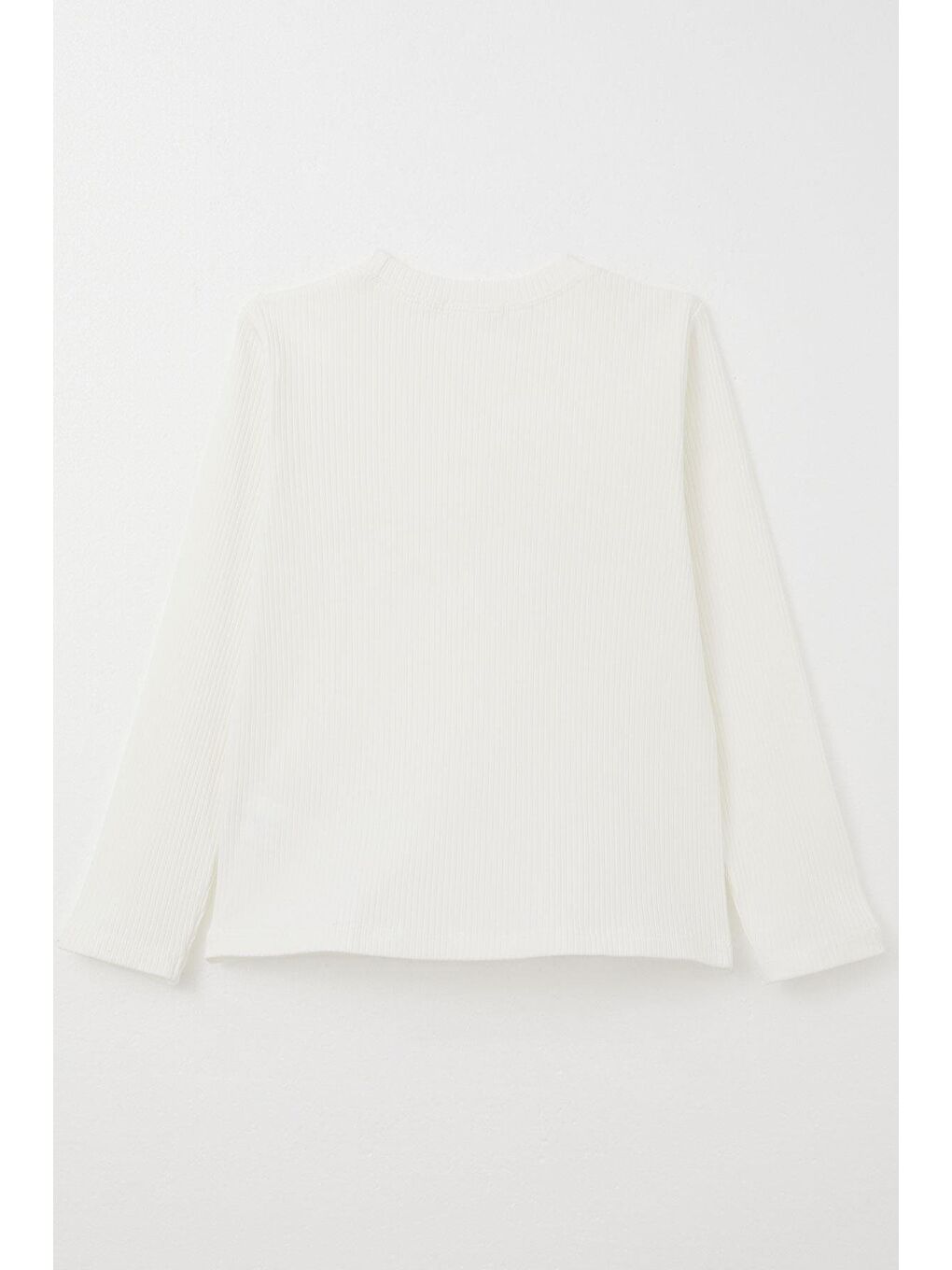 Kız Çocuk Uzun Kollu Tişört Gül Aksesuarlı Ekru (8-14 Yaş)-1