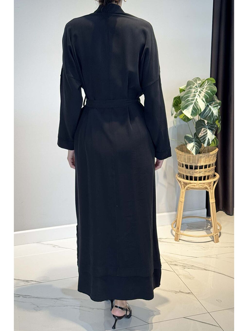 Kolları Ve Etek Altı Düğme Detaylı Elbise 6701 Siyah-2