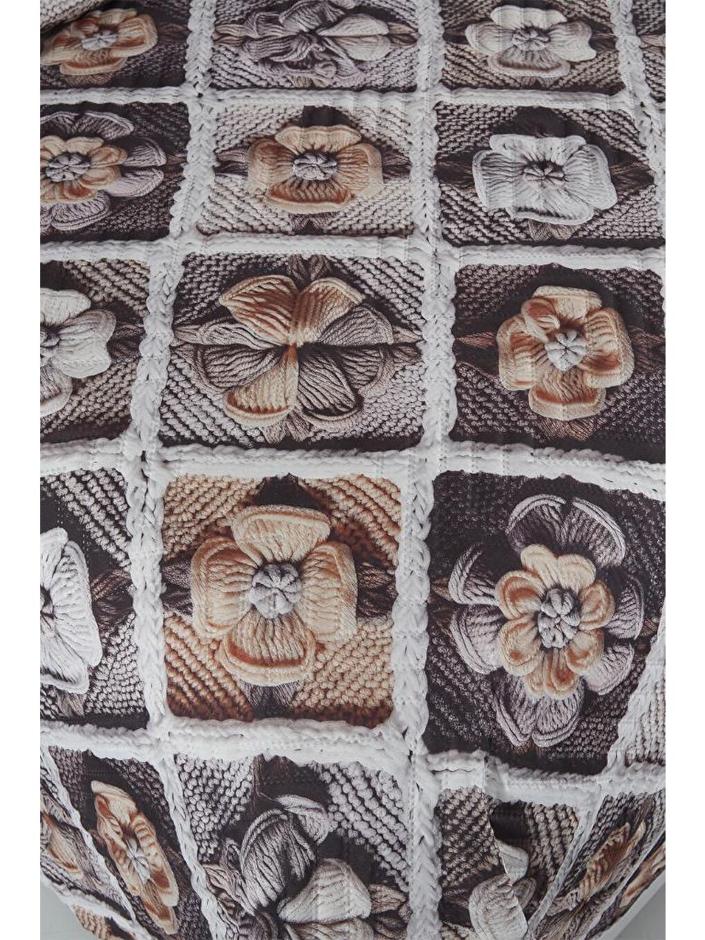 Karışık Gülce Ultrasonik Kapitoneli 5D Baskılı Çift Kişilik Pike Takımı-2