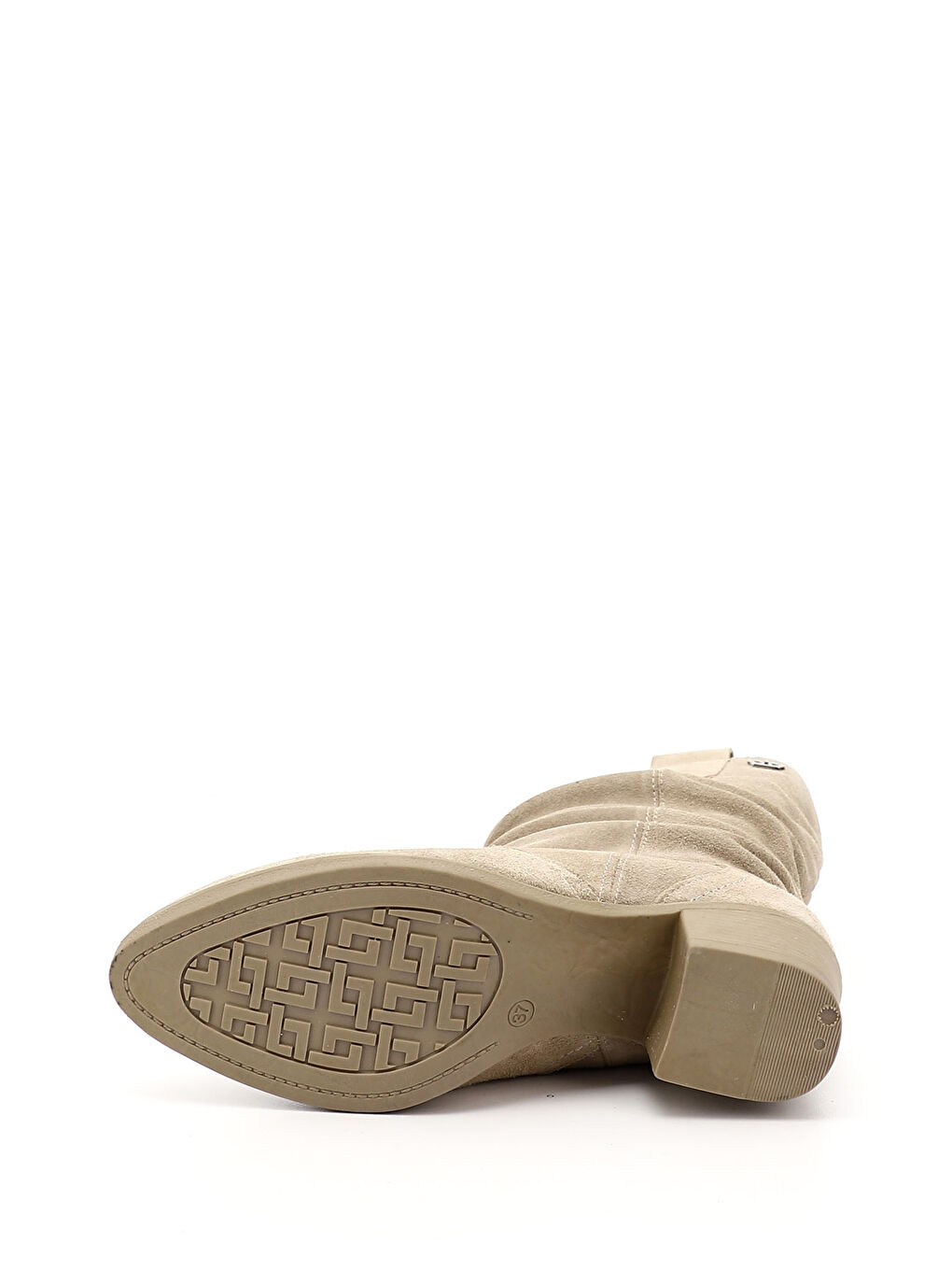 Bej Kadın BEJ Kalın Topuklu Körüklü Hakiki Deri Çizme-3